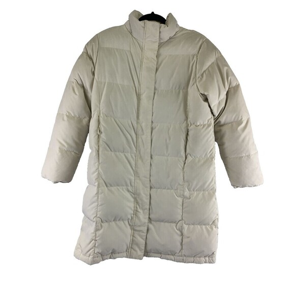 LL Bean Ultrawarm Three Quarter Length Coat Down Paperwhite Petite Small DAMAGE - Picture 1 of 15